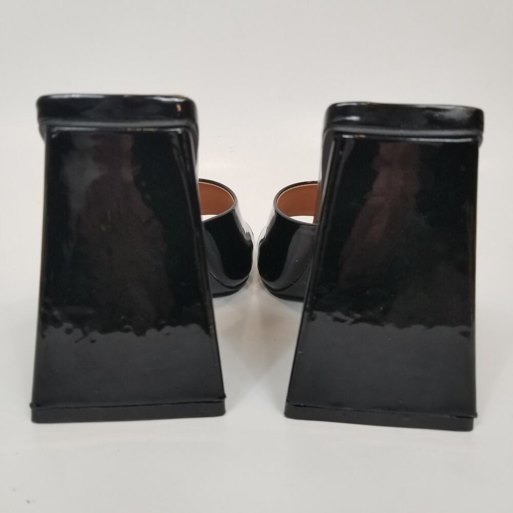 Weeboo Women's Black Faux Patent Leather Triangle Block Heel Slide Heels Size 9 - Picture 4 of 7